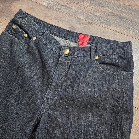 V Cristina Jeans Womens Blue High Rise Gold Metallic Straight Leg Size 12 Denim - Picture 4 of 14